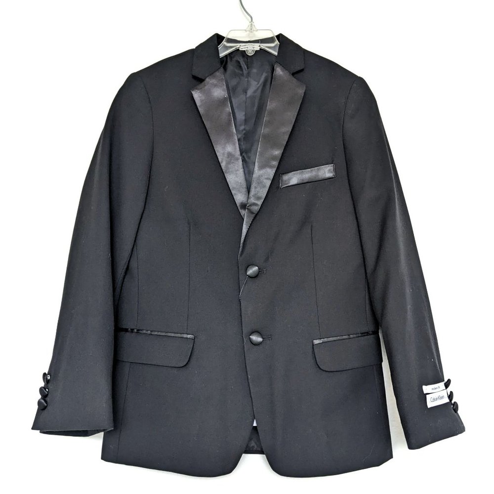 NWT Calvin Klein Black Notch Lapel Single Breasted Blazer Tuxedo Suit Jacket 12